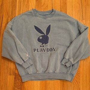 Limited Edition PACSUN x PLAYBOY Crewneck- Light Wash Blue